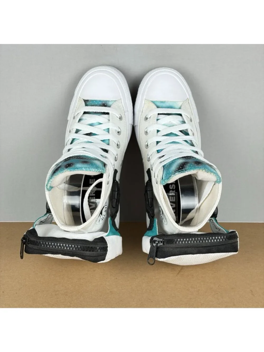 Converse Chuck Taylor All Star Buckle Up High Top Shoes Womens 5 White Teal
